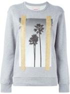 Palm Angels Palm Tree Print Sweatshirt, Women's, Size: Xs, Grey, Cotton