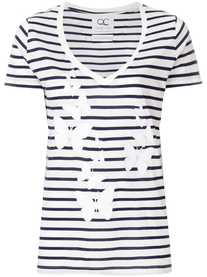 Quantum Courage Striped Butterfly T-shirt - Blue