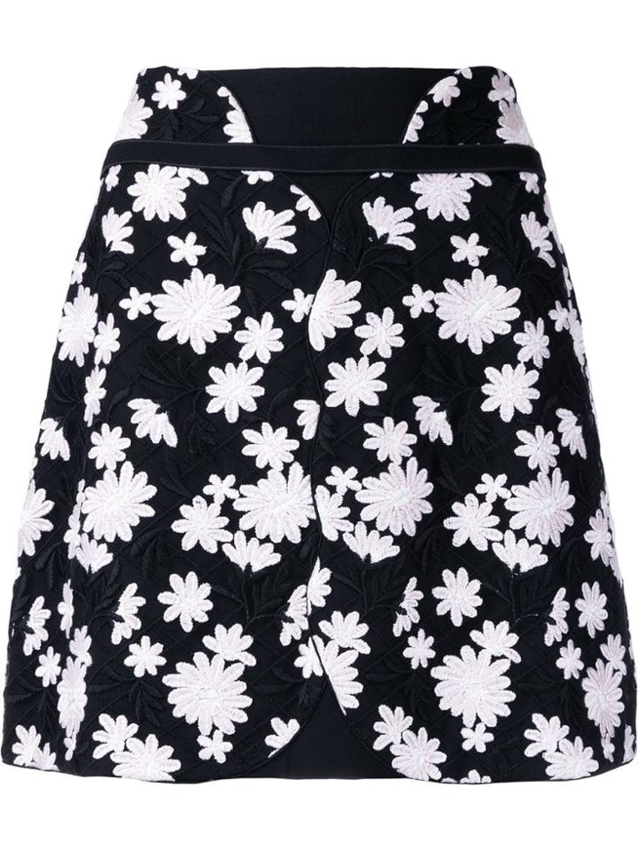 Giambattista Valli Floral Embroidered Mini Skirt - Black