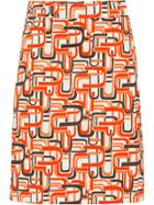 Prada Printed Poplin Skirt - Yellow & Orange