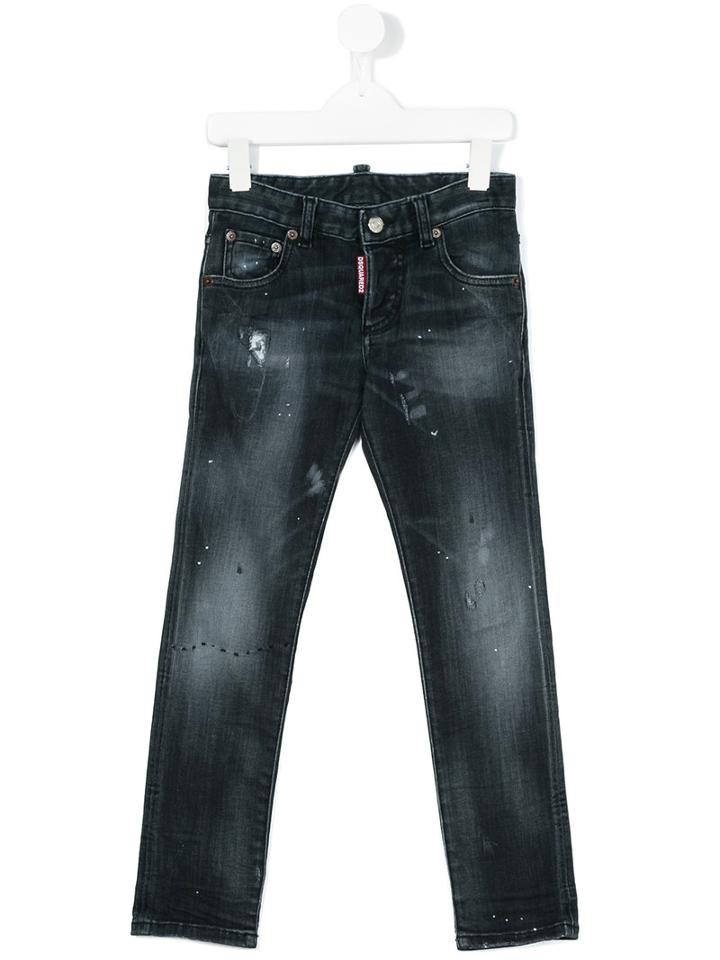 Dsquared2 Kids - Stonewashed Distressed Jeans - Kids - Cotton/polyester/spandex/elastane - 8 Yrs, Black
