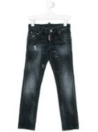 Dsquared2 Kids - Stonewashed Distressed Jeans - Kids - Cotton/polyester/spandex/elastane - 8 Yrs, Black