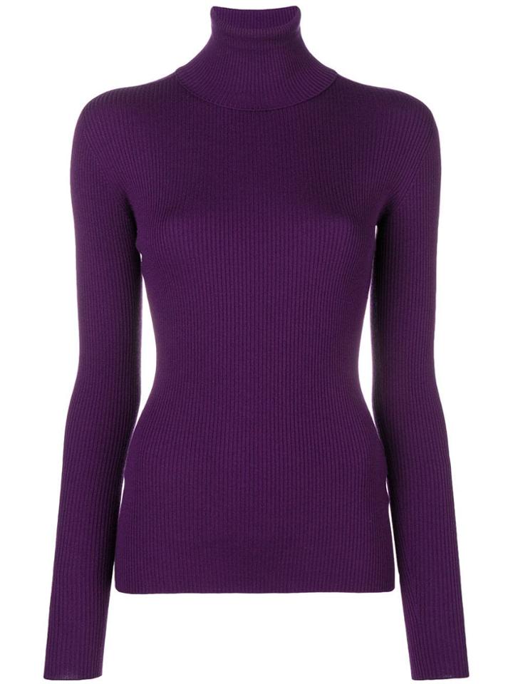 Dolce & Gabbana Ribbed Roll Neck Jumper - Pink & Purple