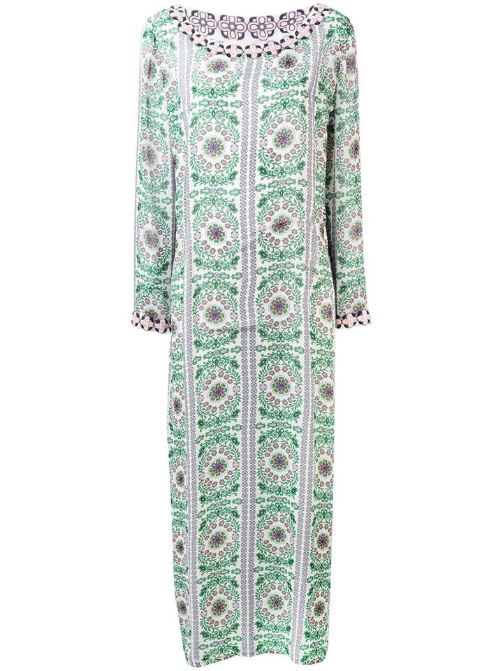 Tory Burch - Embellished Trim Maxi Dress - Women - Silk - S, Green, Silk
