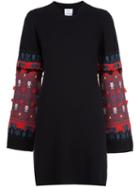 Barrie Cashmere Intarsia Sleeve Dress, Women's, Size: Xs, Black, Cashmere