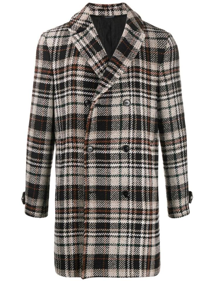 Daniele Alessandrini Double Breasted Checked Coat - Black