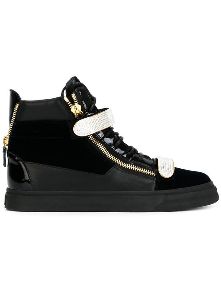 Giuseppe Zanotti Design Coby Hi-top Sneakers, Men's, Size: 40, Blue, Calf Leather/rubber
