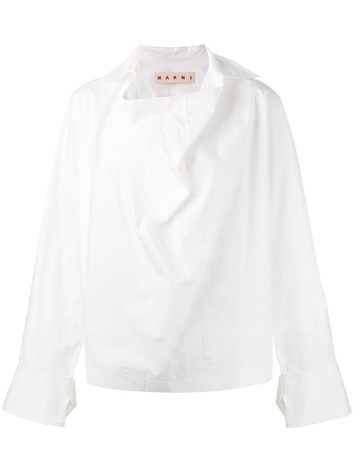 Marni Cowl Neck Blouse, Women's, Size: 38, White, Cotton