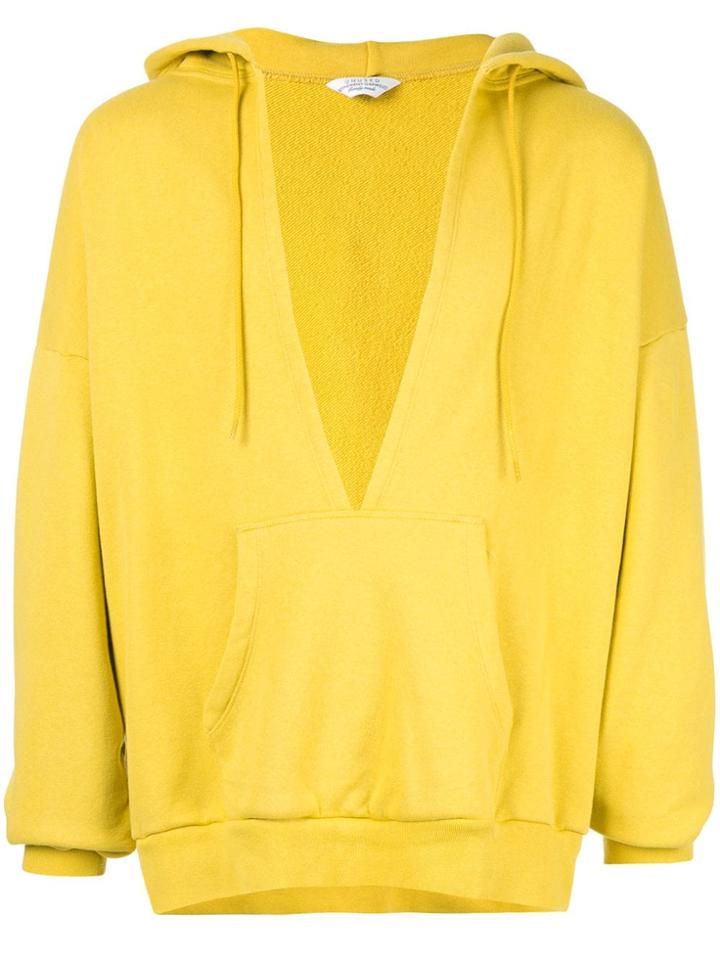 Unused Deep V Neck Hoodie - Yellow
