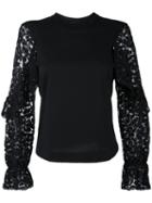 See By Chloé - Lace Embroidered Blouse - Women - Cotton - Xs, Black, Cotton