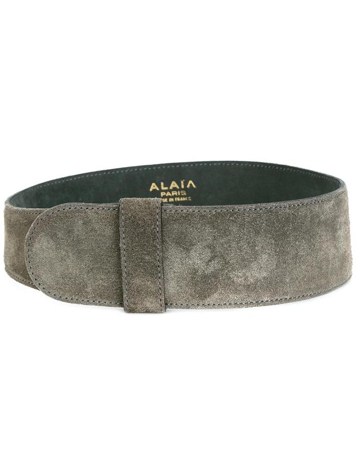 Wide Suede Belt, Women's, Grey, Alaïa Vintage