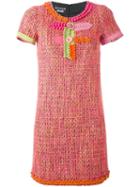 Boutique Moschino Buttons Embellished Shortsleeved Dress, Women's, Size: 42, Pink/purple, Silk/acrylic/virgin Wool/other Fibers