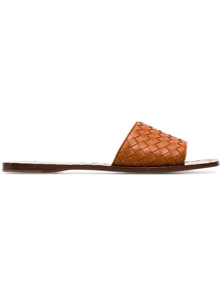 Bottega Veneta Brown Ravello Intrecciato Leather Sandals