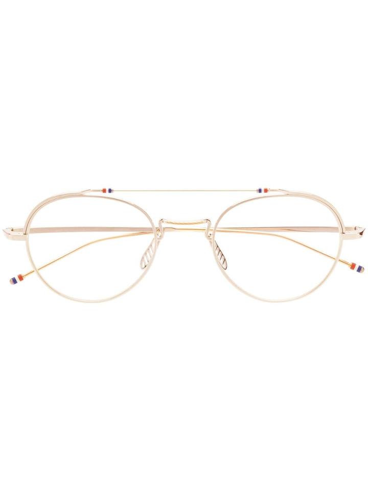 Thom Browne Eyewear White Gold & Silver Glasses