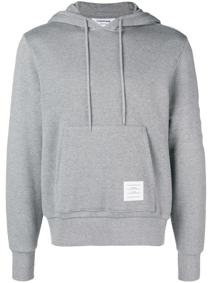 Thom Browne 4-bar Honeycomb Piqué Hoodie - Grey