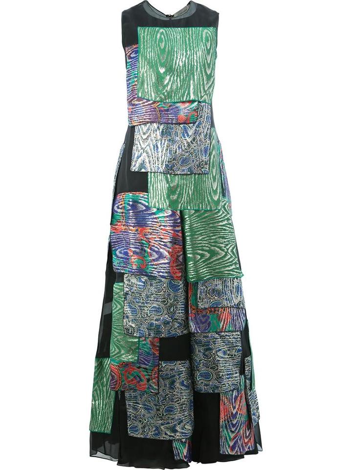 Maison Rabih Kayrouz Layered Multiple Prints Dress, Women's, Size: 38, Black, Silk/acetate