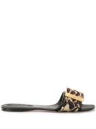 Rochas Leopard Pattern Slides - Brown
