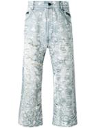 Floral Distressed Jeans - Men - Cotton - S, Blue, Cotton, Unconditional