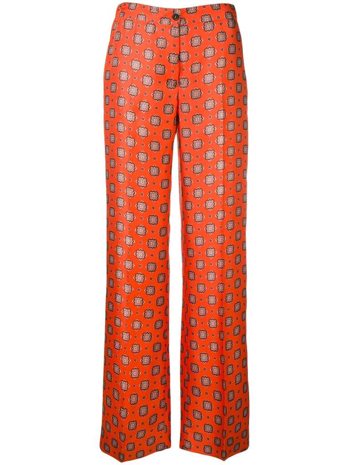 Alberto Biani Printed Palazzo Trousers - Orange