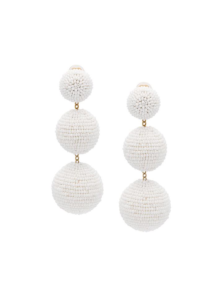 Rebecca De Ravenel Classic Short Magnolia Earrings, Women's, White