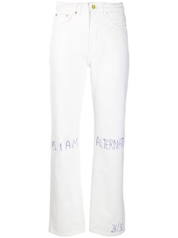 Wendy Jim Printed Straight-leg Jeans - White