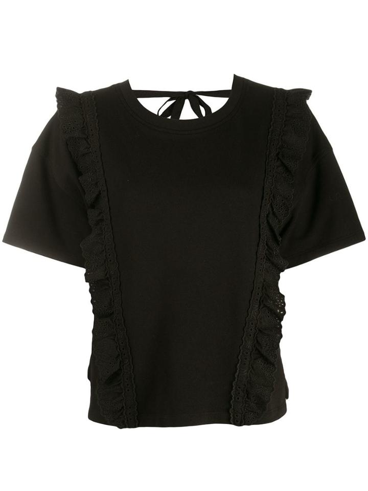 Mcq Alexander Mcqueen Broderie Anglaise Trim T-shirt - Black