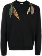Valentino Feather Embroidered Sweatshirt, Men's, Size: Medium, Black, Cotton/polyamide