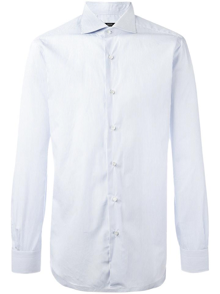 Barba - Pleated Cuffs Shirt - Men - Cotton - 43, Blue, Cotton