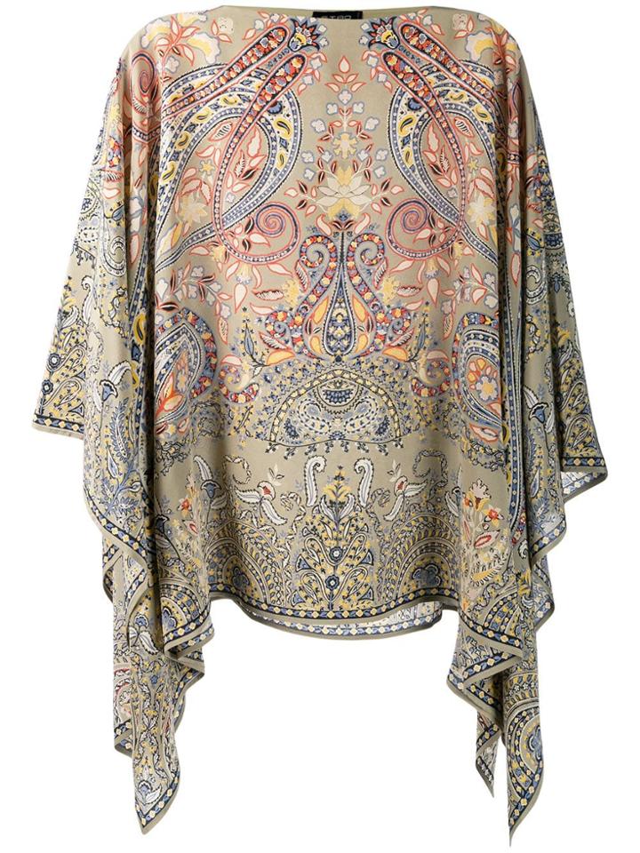 Etro Paisley Print Poncho - Green