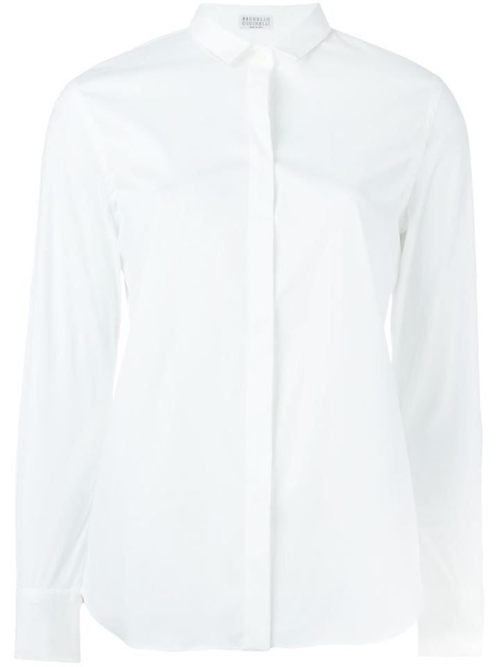 Brunello Cucinelli Concealed Fastening Shirt, Women's, Size: Xs, White, Cotton/polyamide/spandex/elastane/brass