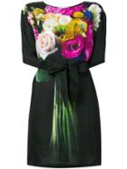 Moschino Tie Waist Floral Mini Dress - Black