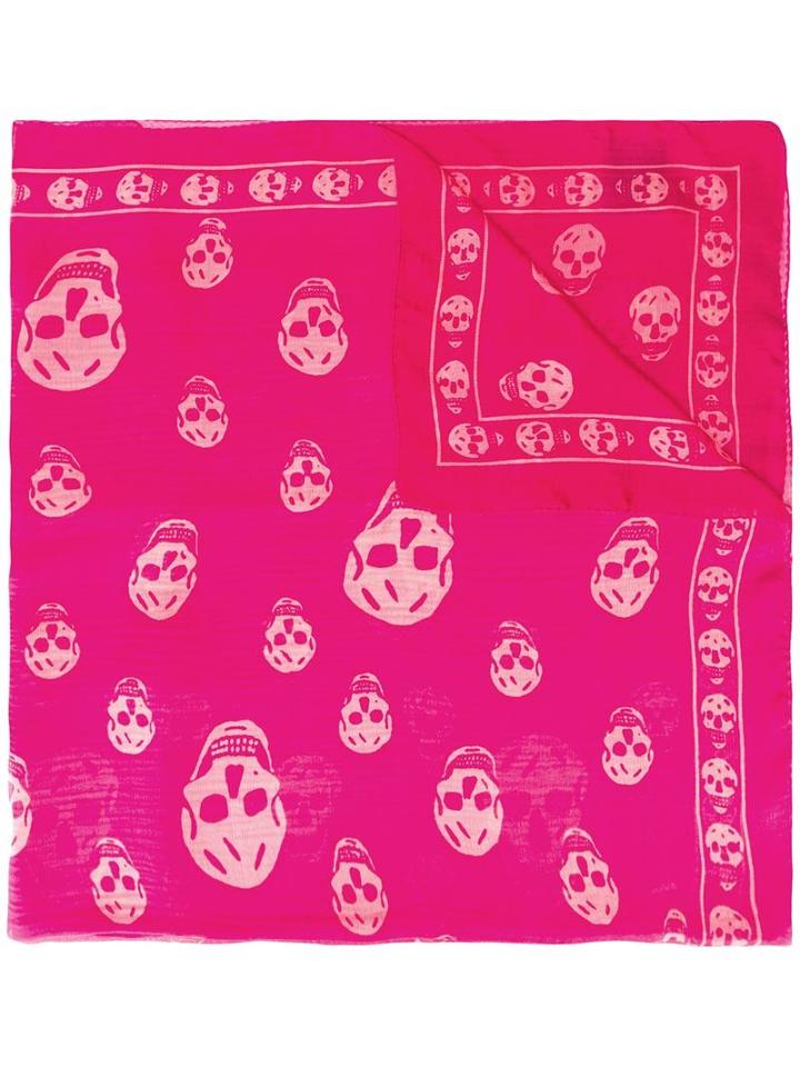 Alexander Mcqueen 'skull' Scarf, Pink/purple, Silk