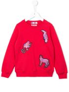 Msgm Kids - Animal Appliqué Sweatshirt - Kids - Cotton - 10 Yrs, Red