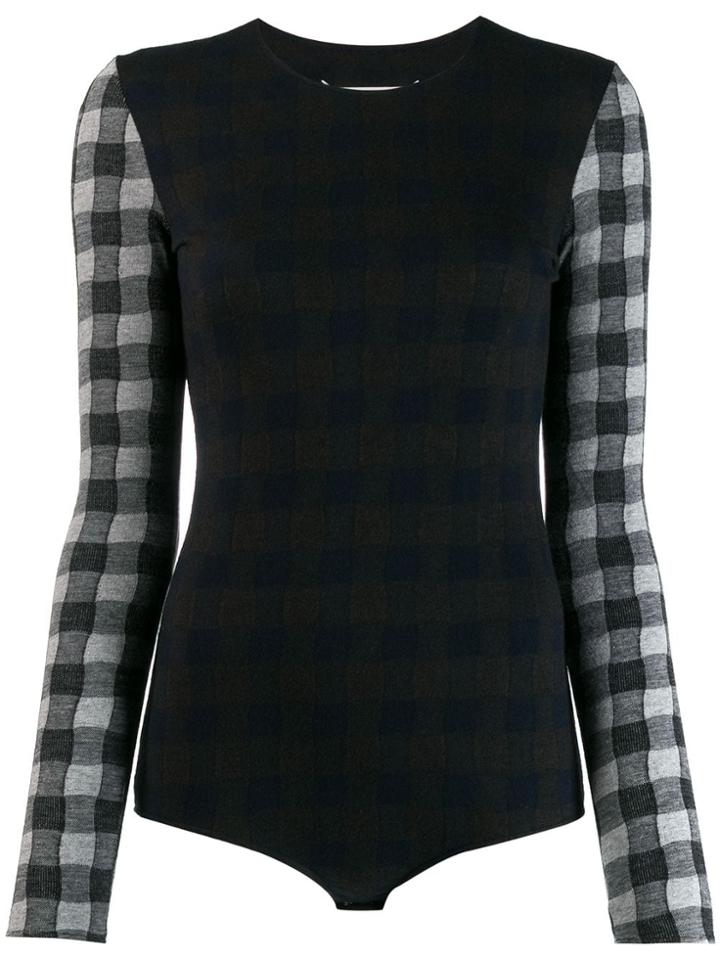 Maison Margiela Checked Wool Bodysuit - Grey