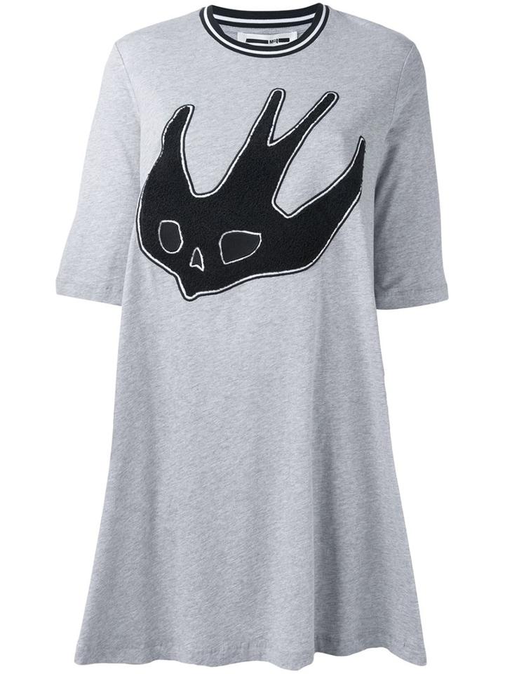 Mcq Alexander Mcqueen Swallow Patch T-shirt Dress, Women's, Size: Medium, Grey, Cotton