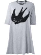 Mcq Alexander Mcqueen Swallow Patch T-shirt Dress, Women's, Size: Medium, Grey, Cotton