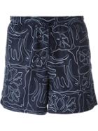 Etro Floral Print Swim Shorts, Men's, Size: L, Blue, Nylon