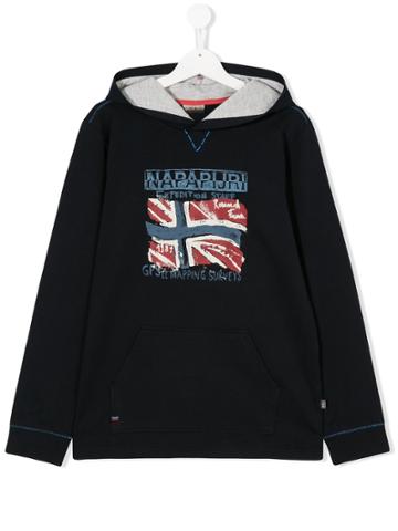 Napapjiri Kids Teen Flag-print Hoodie - Blue