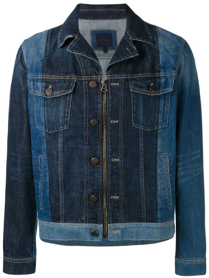 Lanvin Two-tone Zipped Denim Jacket, Size: 50, Blue, Cotton