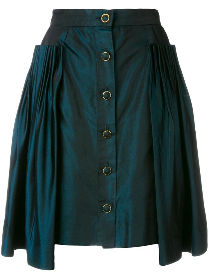 Chanel Vintage Pleat Detail Skirt - Green