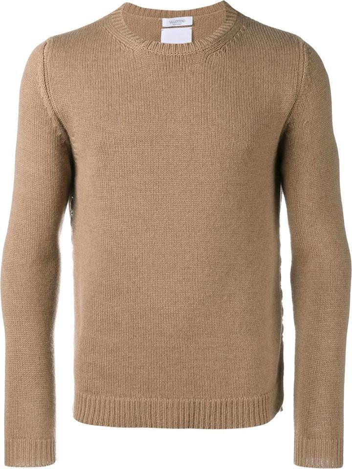 Valentino Crew Neck Jumper, Men's, Size: Medium, Brown, Camel Hair