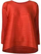 Pleats Please By Issey Miyake Flared Pleated Blouse - Orange