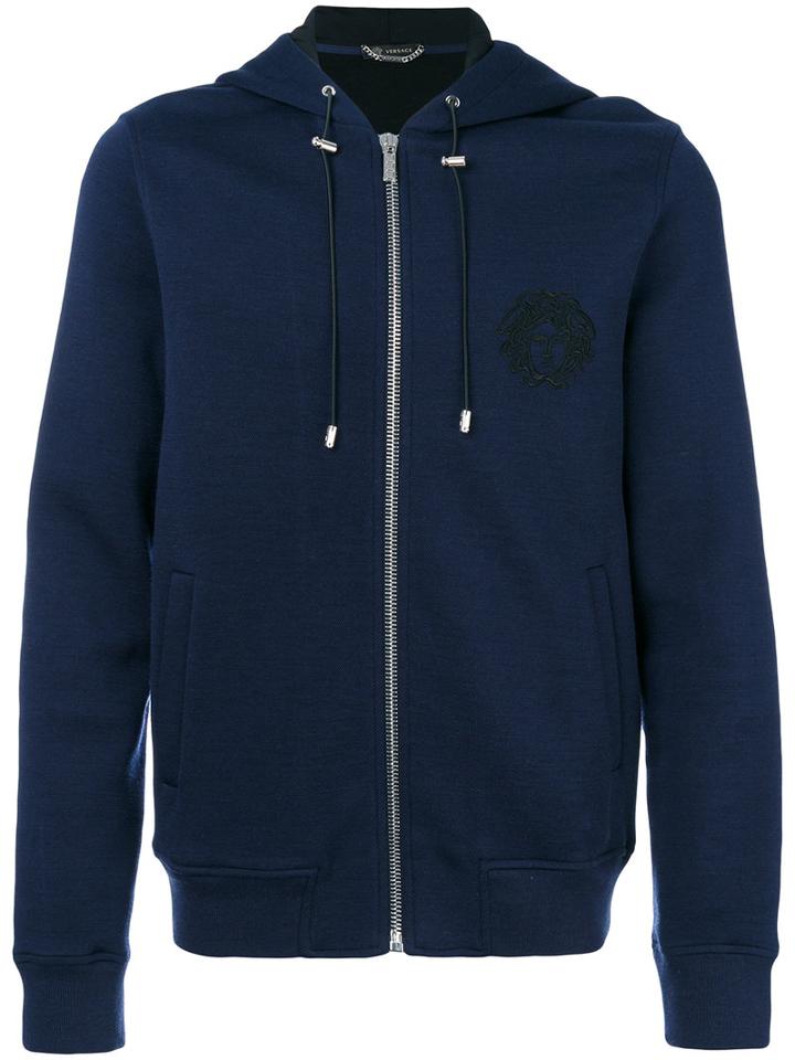 Versace - Medusa Logo Zipped Hoodie - Men - Acrylic/polyamide/wool/viscose - S, Blue, Acrylic/polyamide/wool/viscose