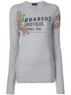Dsquared2 Floral Logo Printed Top - Grey