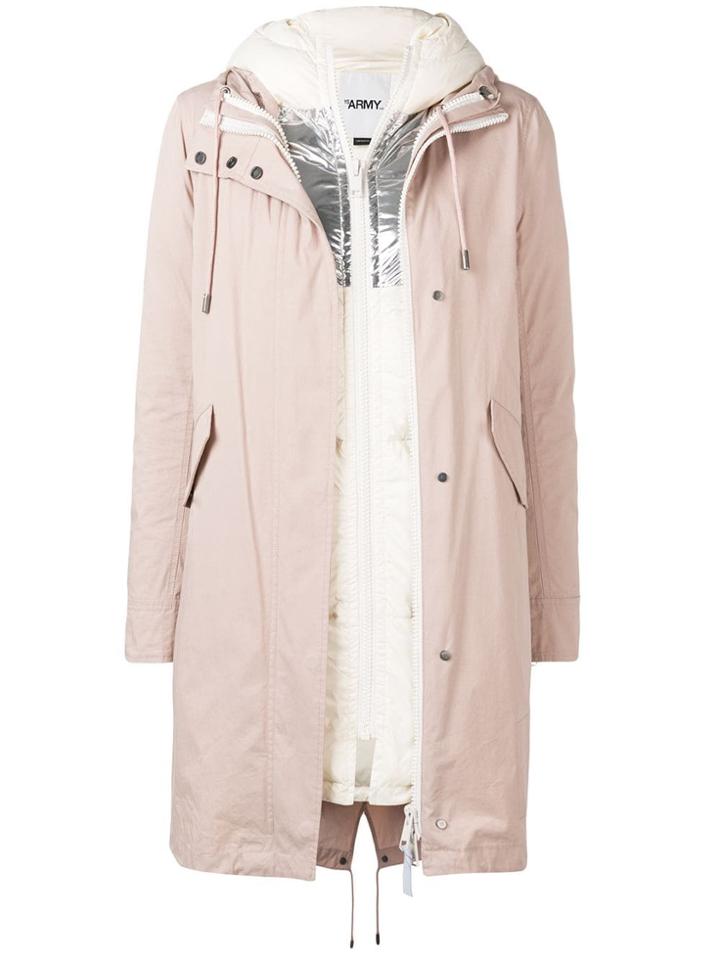 Yves Salomon Army Layered Hooded Coat - Pink