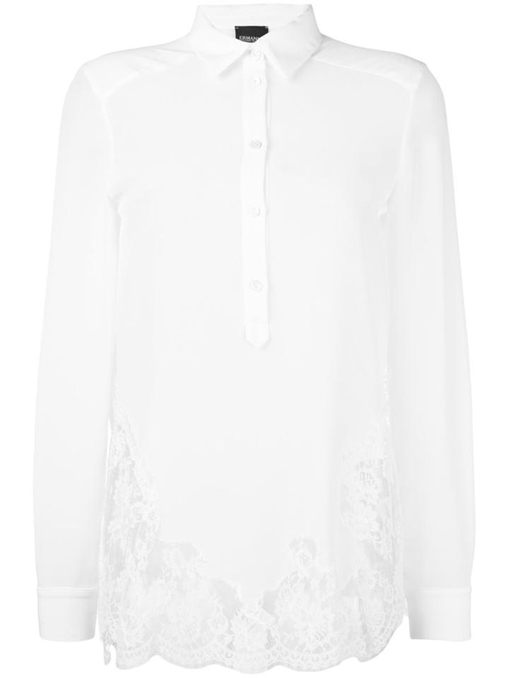 Ermanno Ermanno - Lace Panel Shirt - Women - Silk/cotton/polyamide - 48, Nude/neutrals, Silk/cotton/polyamide