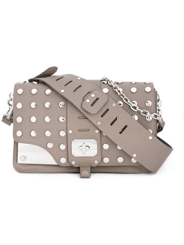 Versace Stardust Studded Shoulder Bag, Women's, Nude/neutrals, Leather/metal