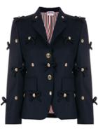 Thom Browne Bow Applique Flannel Sport Coat - Blue