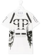 Philipp Plein Kids - Skull Logo T-shirt - Kids - Cotton - 10 Yrs, White