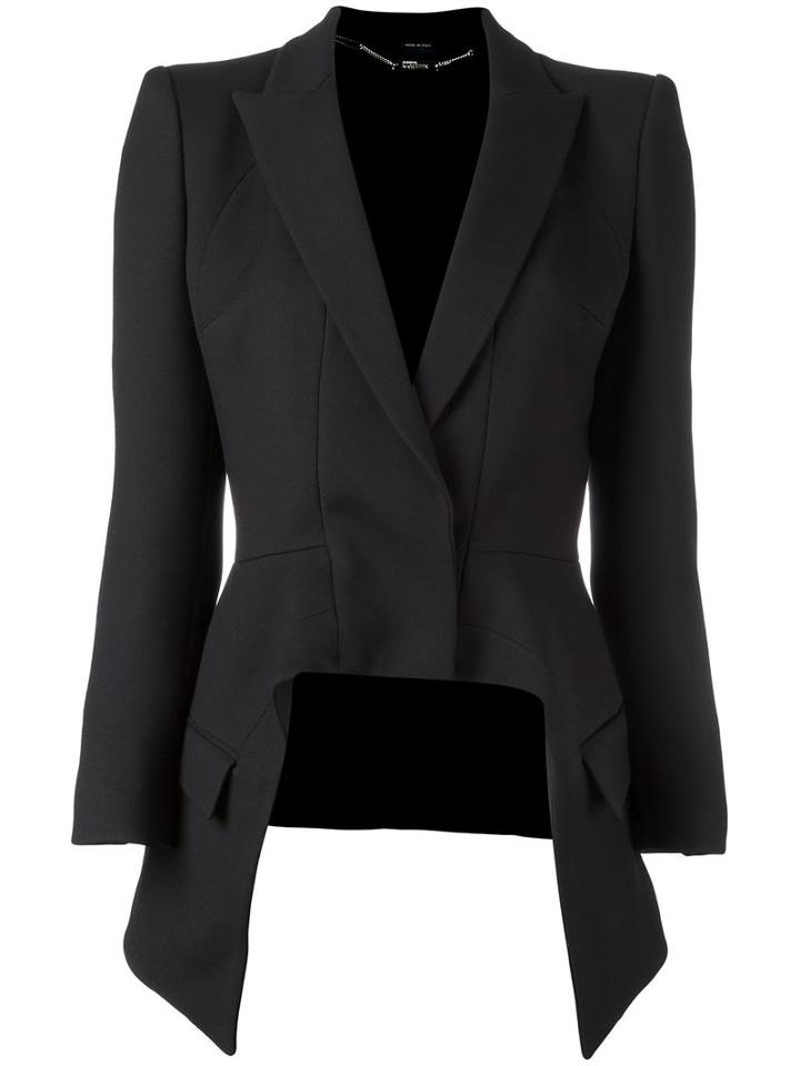Alexander Mcqueen High Low Blazer, Women's, Size: 40, Black, Cupro/wool/silk